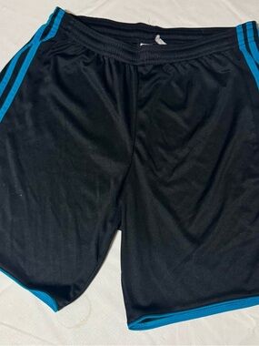 Men's Black Adidas Shorts with Blue Trim